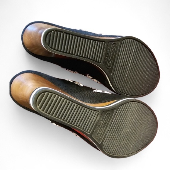 Coach Black and Brown Wedges with Pattern - Picture 2 of 3